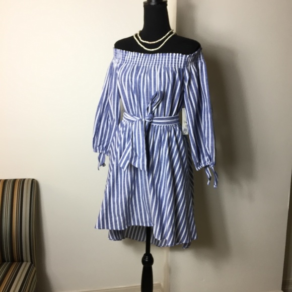 NWT Eliza J Off the Shoulder Tie Waist Dre… - Picture 5 of 7